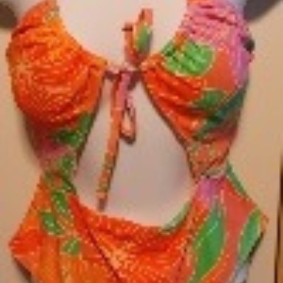 Summer Stylin Monokini Floral Cutout Halter One-piece Swimsuit Size Large - Picture 1 of 6